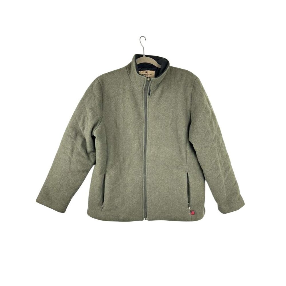 Woolrich Women's Large Full Zip 100% Wool Jacket With Pockets Olive Heather